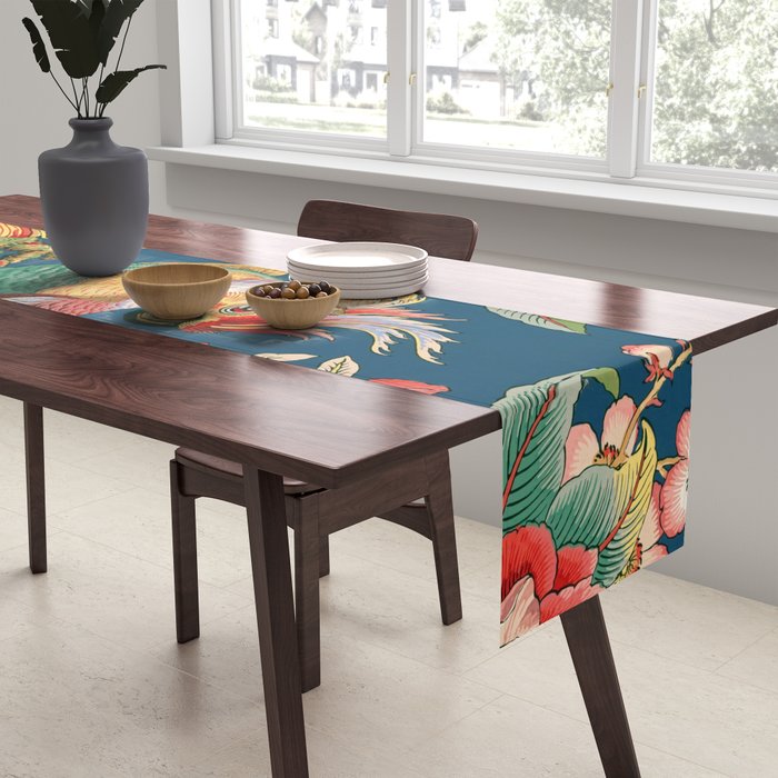 Antique French Chinoiserie in Blue Table Runner Gallery Image 2
