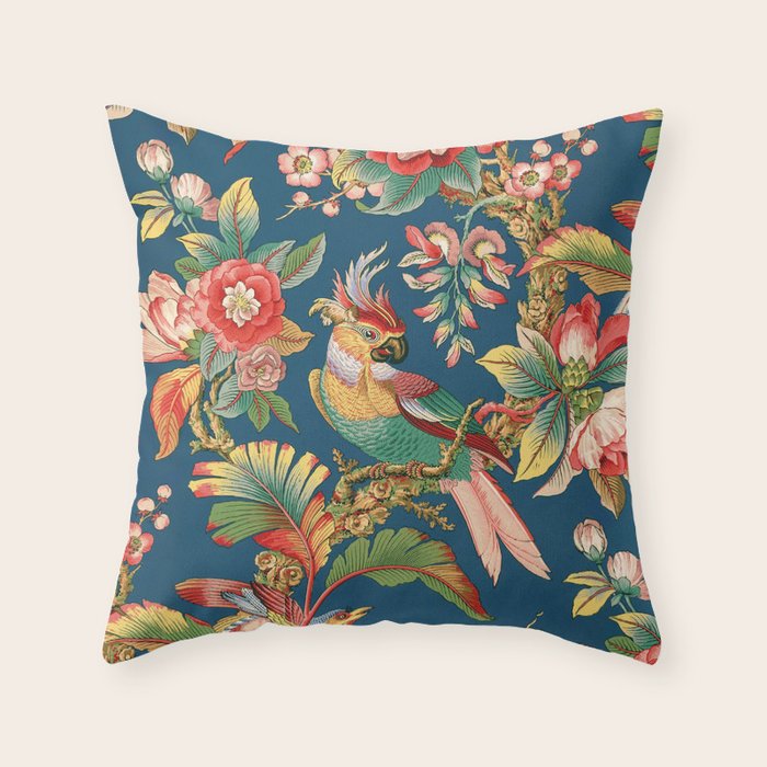 Antique French Chinoiserie in Blue Throw Pillow Gallery Image 6