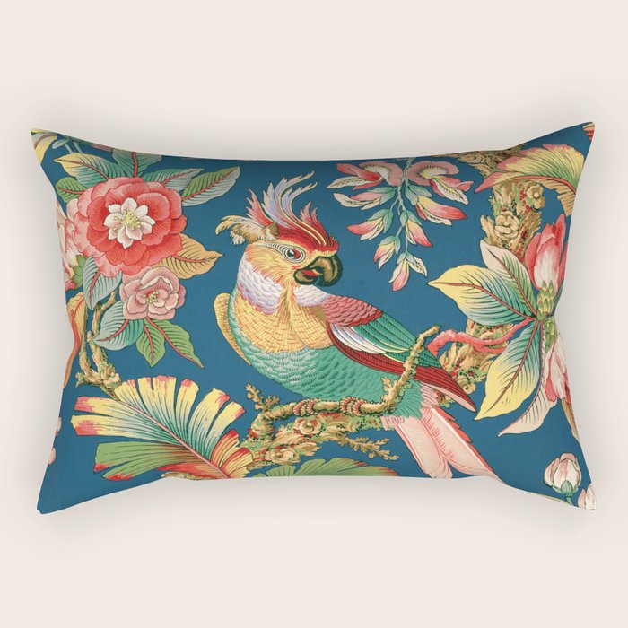 Antique French Chinoiserie in Blue Rectangular Pillow Gallery Image 1