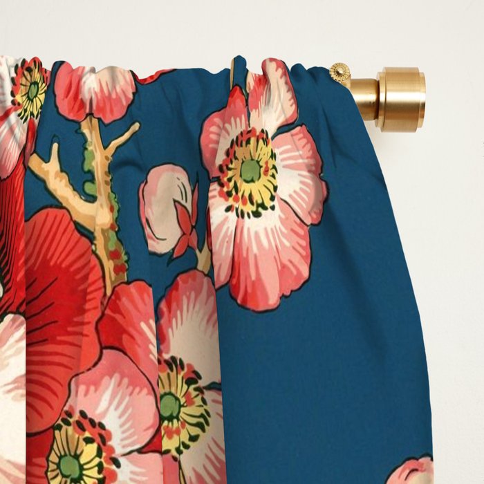 Antique French Chinoiserie in Blue Window Curtain Gallery Image 2