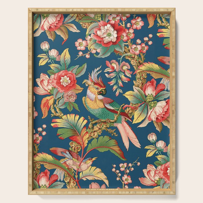 Antique French Chinoiserie in Blue Serving Tray Gallery Image 1