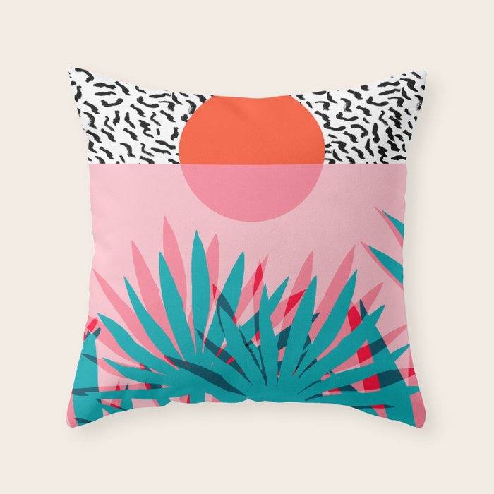Whoa - palm sunrise southwest california palm beach sun city los angeles retro palm springs resort  Throw Pillow Gallery Image 1