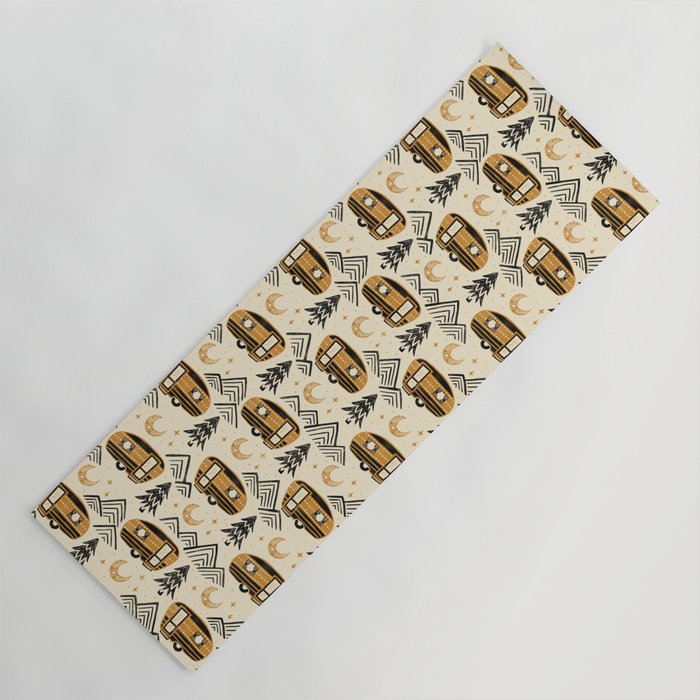 Little Camper - Cream, black, and gold Yoga Mat Gallery Image 1