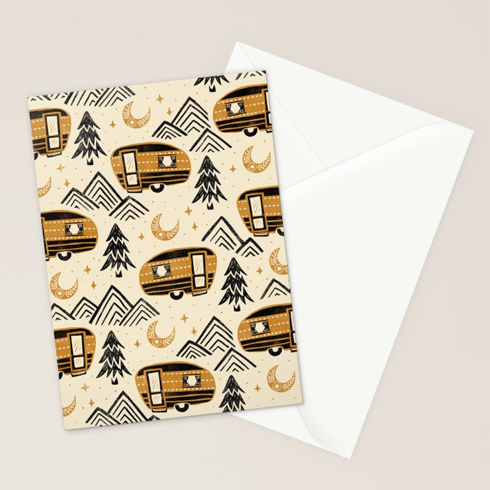 Little Camper - Cream, black, and gold Stationery Card Gallery Image 2