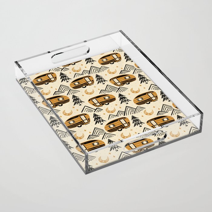 Little Camper - Cream, black, and gold Acrylic Tray Gallery Image 1