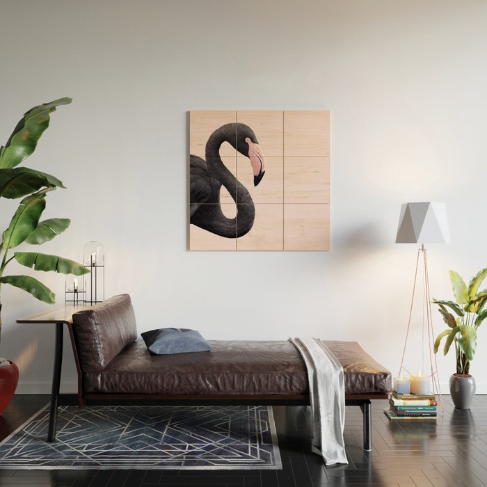 BLACK FLAMINGO Wood Wall Art Gallery Image 2