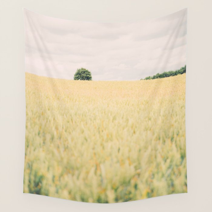 Rural Countryside Field Landscape With Tree Wall Tapestry Gallery Image 4