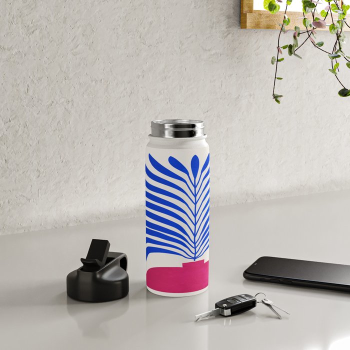 THE VASE 01: Cerise & Persian Blue Leaves Water Bottle Gallery Image 4