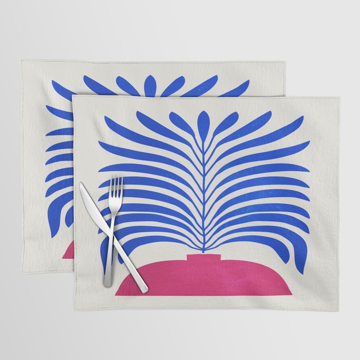 THE VASE 01: Cerise & Persian Blue Leaves Placemat Gallery Image 1