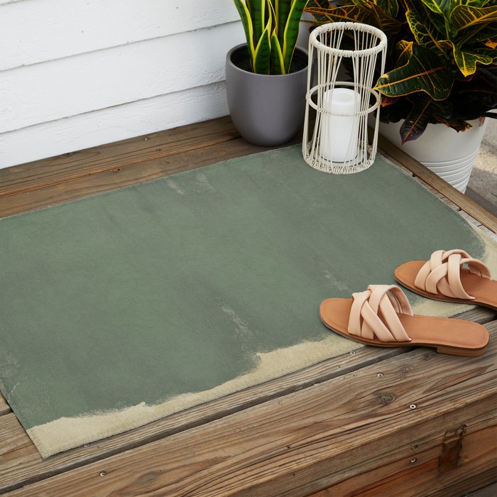 Minimal Abstract Green Colorfield Painting 01 Outdoor Rug Gallery Image 2