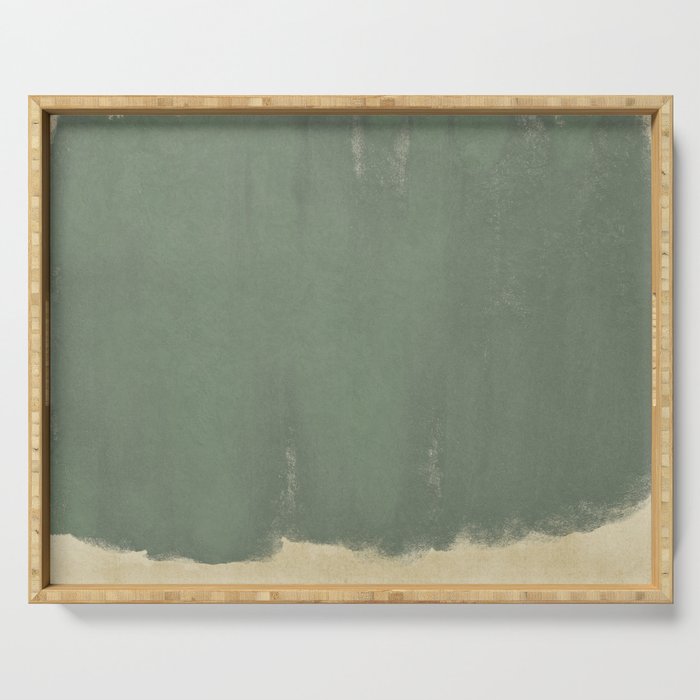 Minimal Abstract Green Colorfield Painting 01 Serving Tray Gallery Image 1
