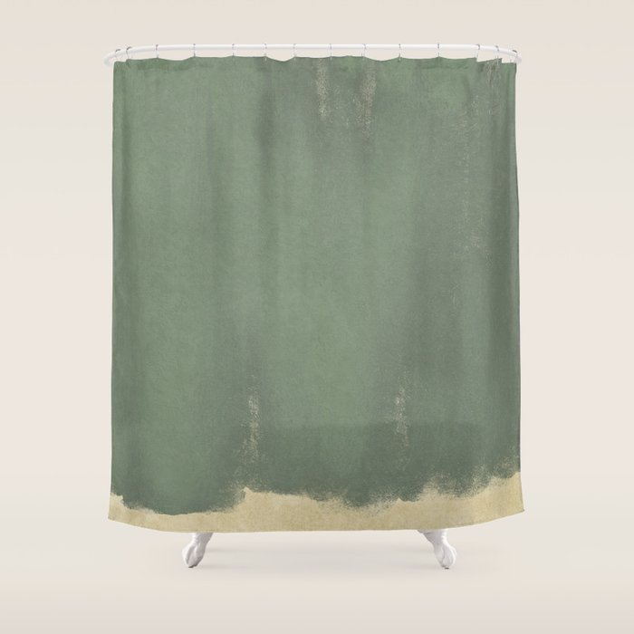 Minimal Abstract Green Colorfield Painting 01 Shower Curtain Gallery Image 1