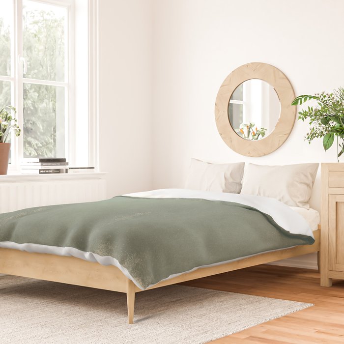Minimal Abstract Green Colorfield Painting 01 Duvet Cover Gallery Image 2