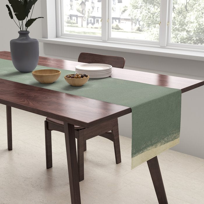 Minimal Abstract Green Colorfield Painting 01 Table Runner Gallery Image 2