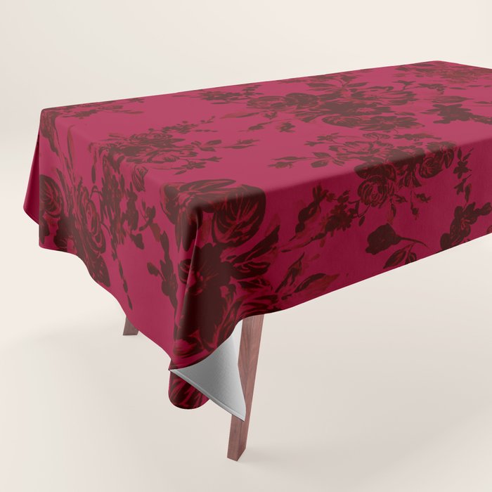 Vintage black gray red bohemian floral pattern Tablecloth Gallery Image 1