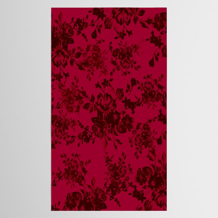 Vintage black gray red bohemian floral pattern Tablecloth Gallery Image 2