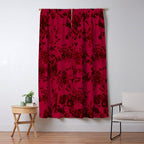 Vintage black gray red bohemian floral pattern Window Curtain Gallery Image 5