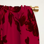 Vintage black gray red bohemian floral pattern Window Curtain Gallery Image 2