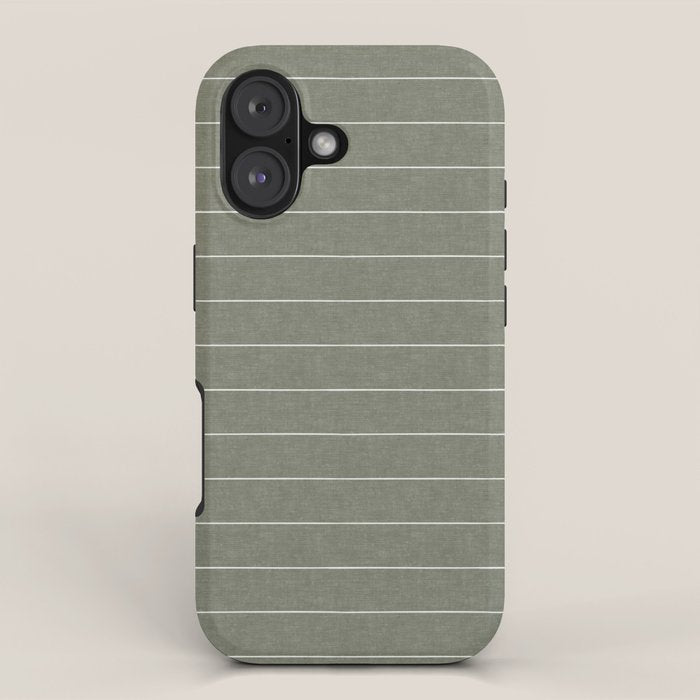 farmhouse stripes - olive green iPhone Case Gallery Image 1