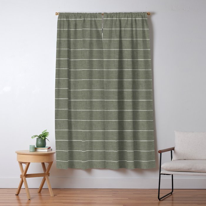 farmhouse stripes - olive green Window Curtain Gallery Image 5
