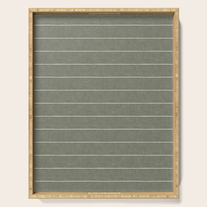 farmhouse stripes - olive green Serving Tray Gallery Image 1