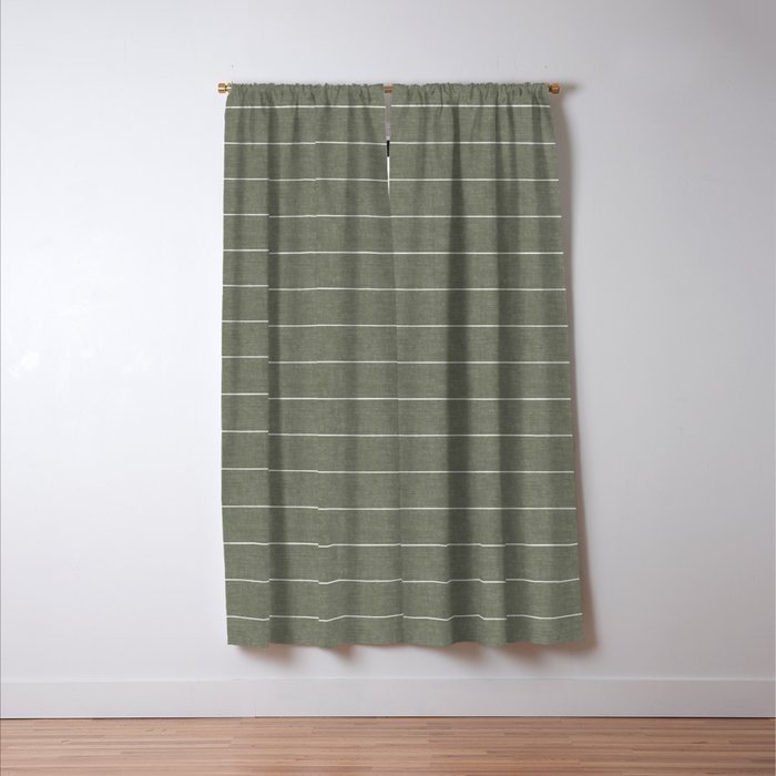 farmhouse stripes - olive green Window Curtain Gallery Image 3