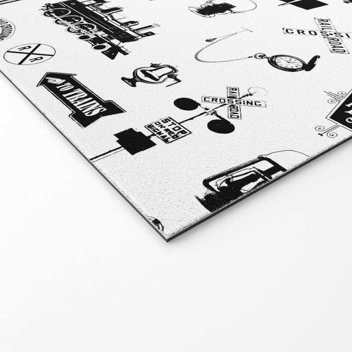Railroad Symbols on White Welcome Mat Gallery Image 2