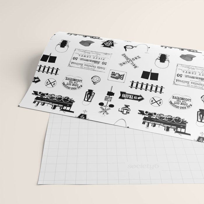 Railroad Symbols on White Wrapping Paper Gallery Image 2