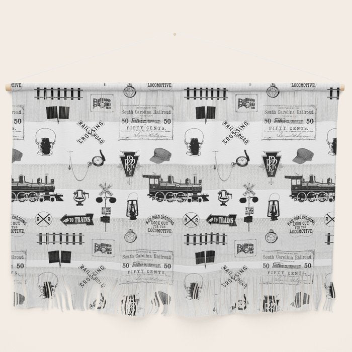 Railroad Symbols on White Wall Hanging Gallery Image 1