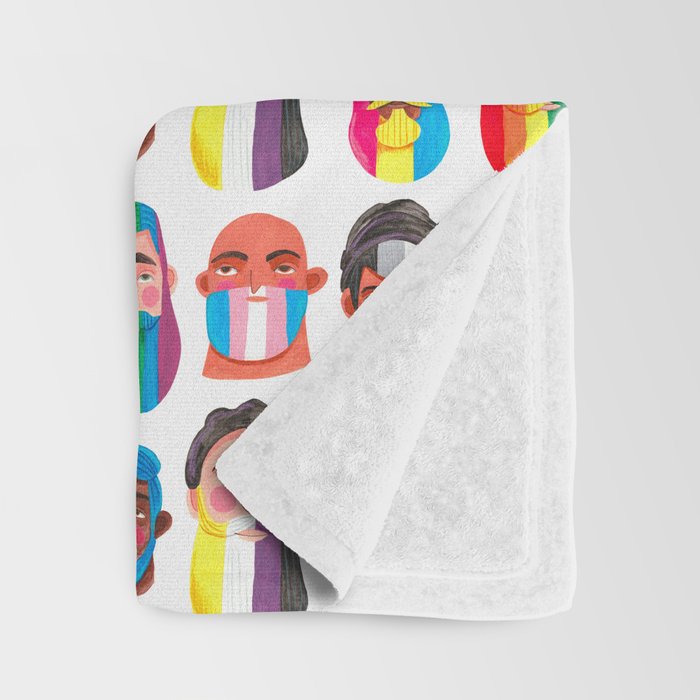 Gay pride rainbow gender flags beard men Throw Blanket Gallery Image 3