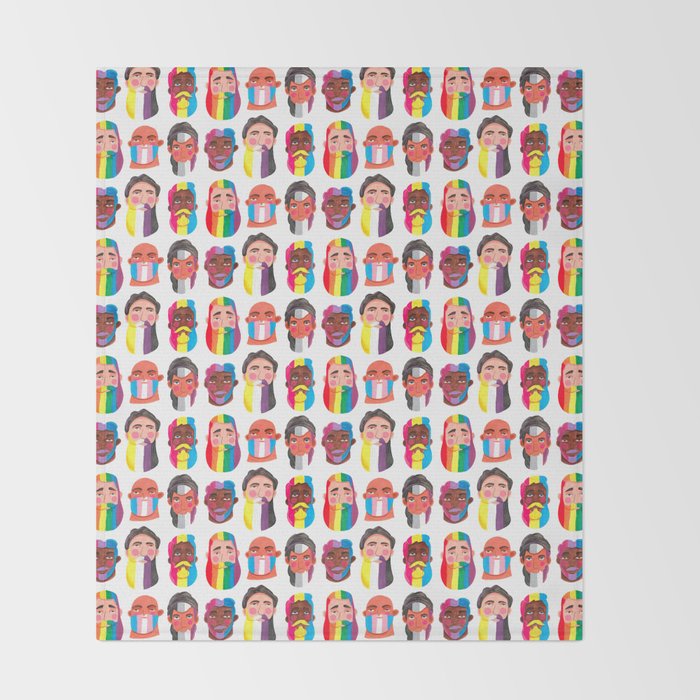Gay pride rainbow gender flags beard men Throw Blanket Gallery Image 2