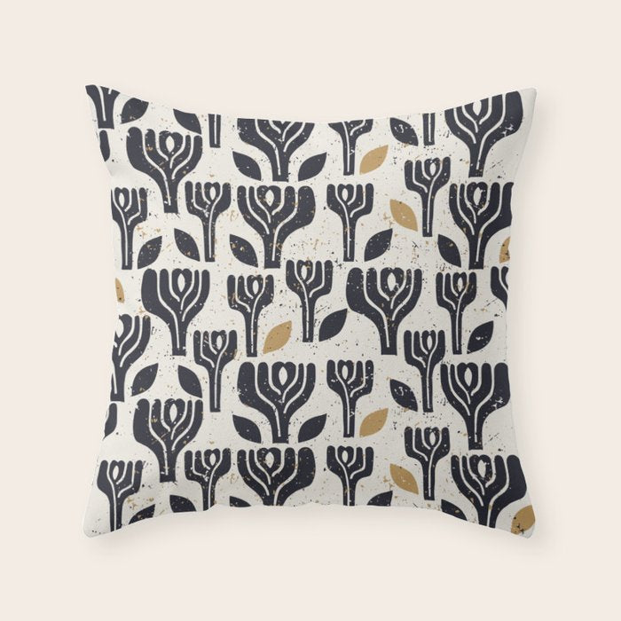 Scandinavian trees vintage structur Throw Pillow Gallery Image 6