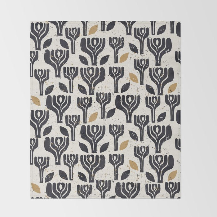 Scandinavian trees vintage structur Throw Blanket Gallery Image 2