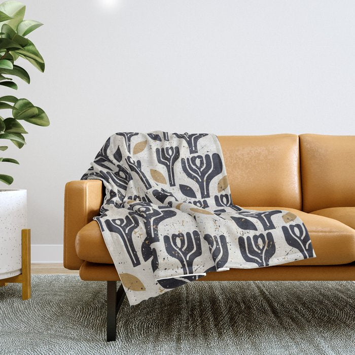 Scandinavian trees vintage structur Throw Blanket Gallery Image 1