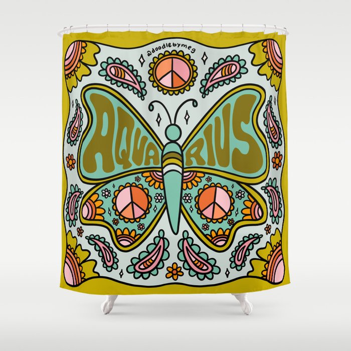 Aquarius Butterfly Shower Curtain Gallery Image 1