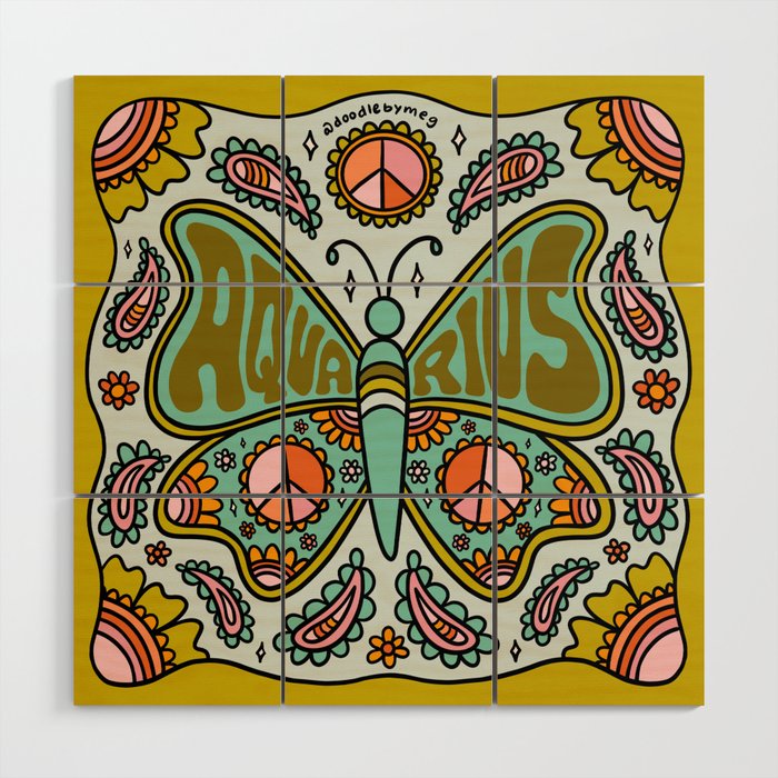 Aquarius Butterfly Wood Wall Art Gallery Image 1