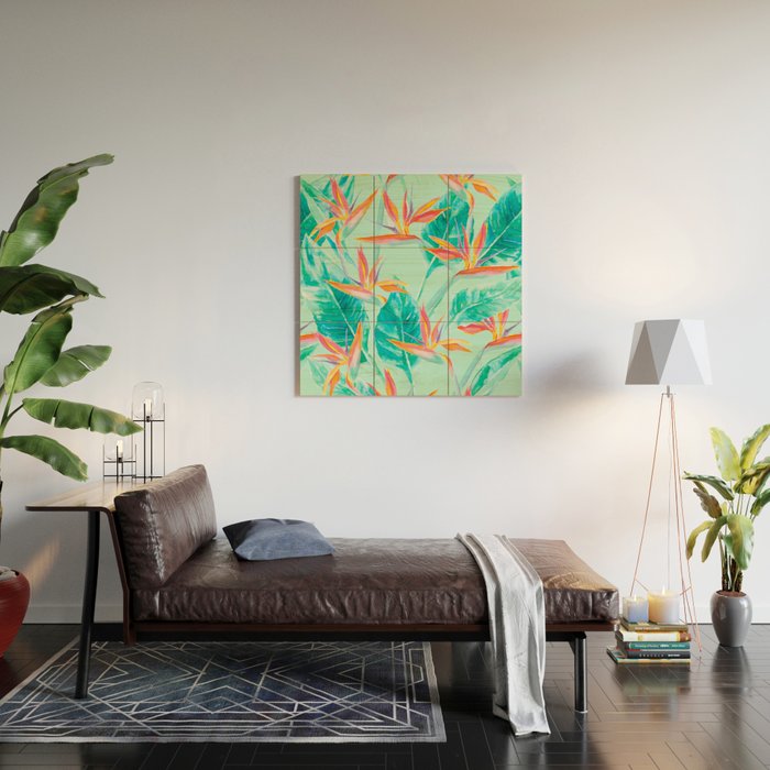 Birds Of Paradise Mint Wood Wall Art Gallery Image 2