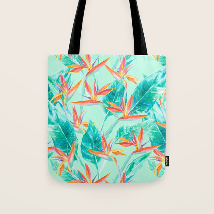 Birds Of Paradise Mint Tote Bag Gallery Image 1