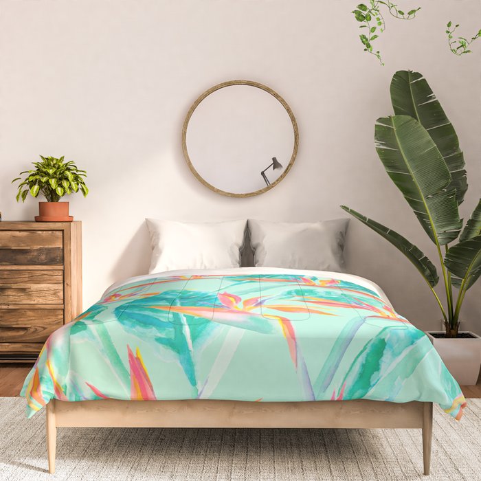 Birds Of Paradise Mint Comforter Gallery Image 3