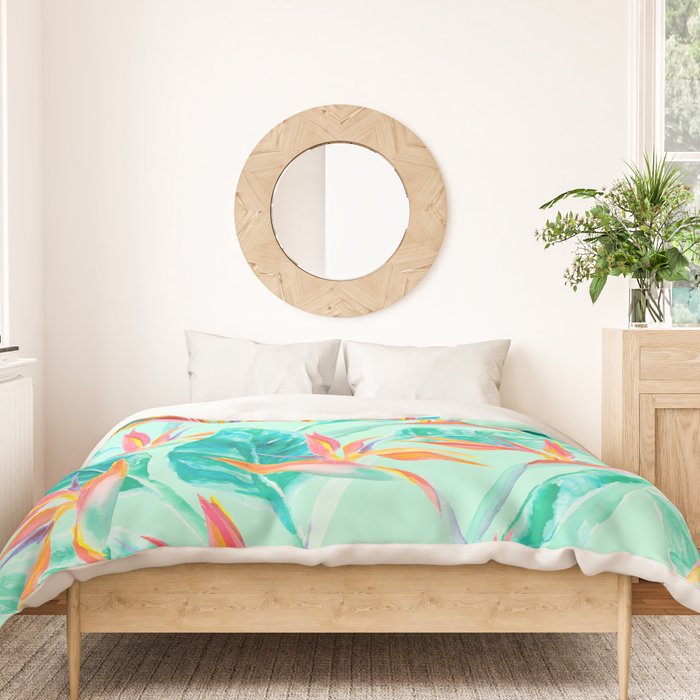 Birds Of Paradise Mint Duvet Cover Gallery Image 3
