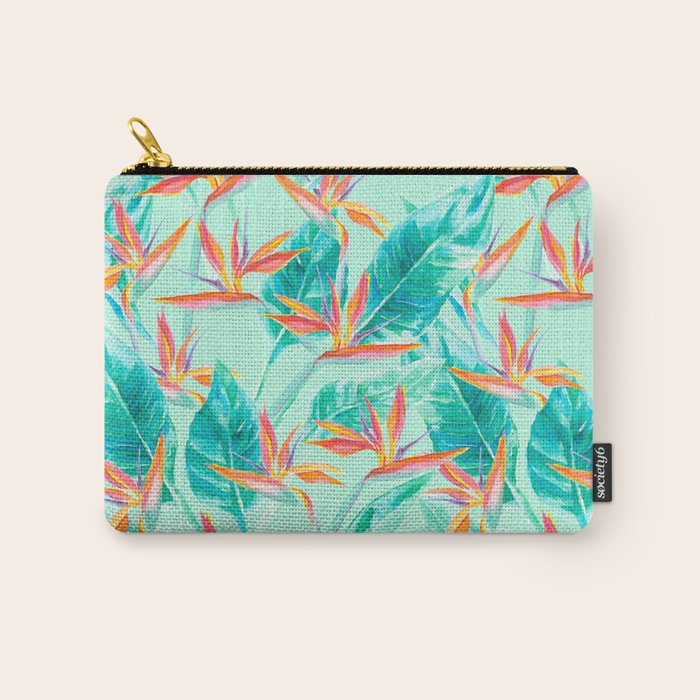Birds Of Paradise Mint Carry All Pouch Gallery Image 1