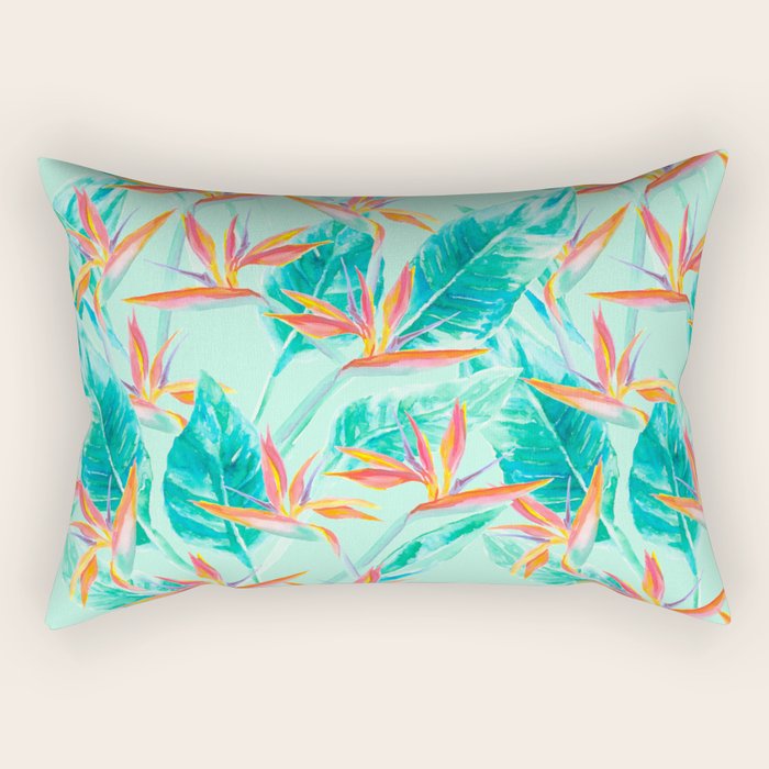 Birds Of Paradise Mint Rectangular Pillow Gallery Image 2