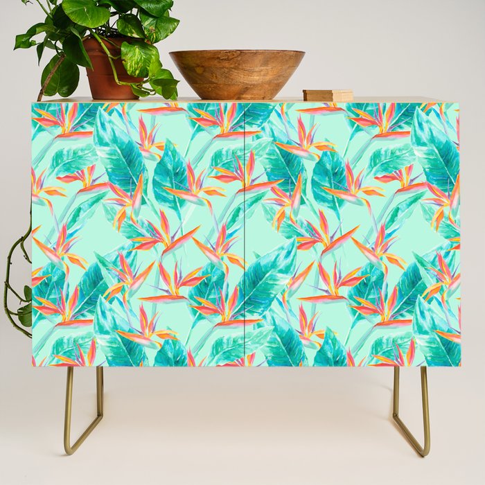 Birds Of Paradise Mint Credenza Gallery Image 1