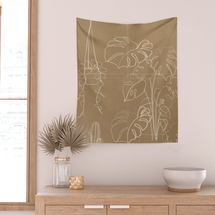 Minimal Window With Potted Plants 1 Wall Tapestry Gallery Image 2