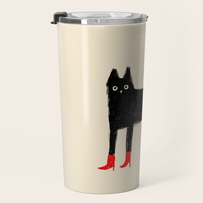 Black Cat in Red Boots Travel Mug Gallery Image 3