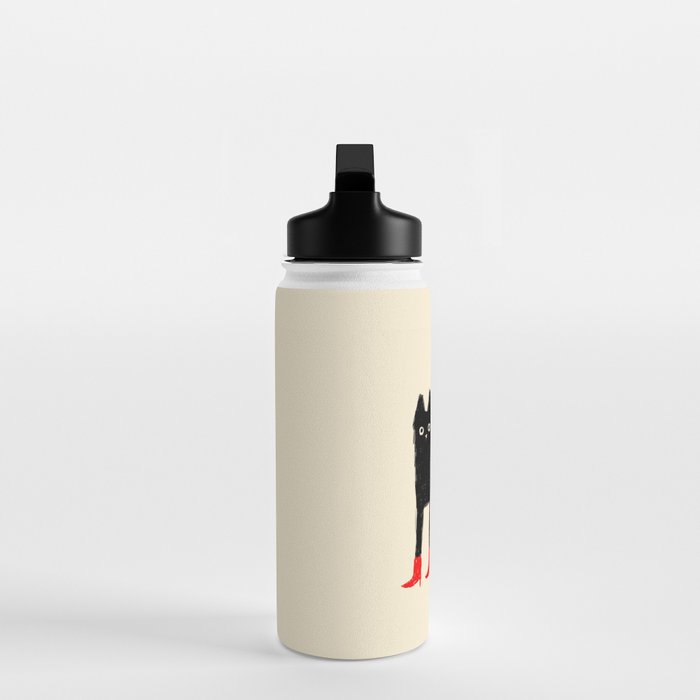 Black Cat in Red Boots Water Bottle Gallery Image 3