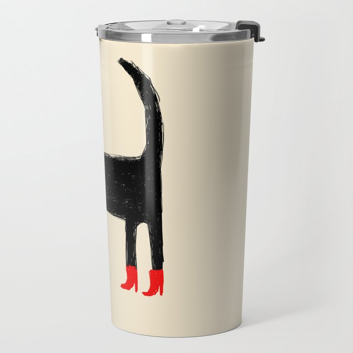 Black Cat in Red Boots Travel Mug Gallery Image 2