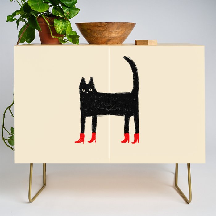 Black Cat in Red Boots Credenza Gallery Image 1
