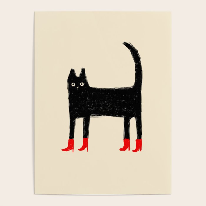 Black Cat in Red Boots Poster Gallery Image 4