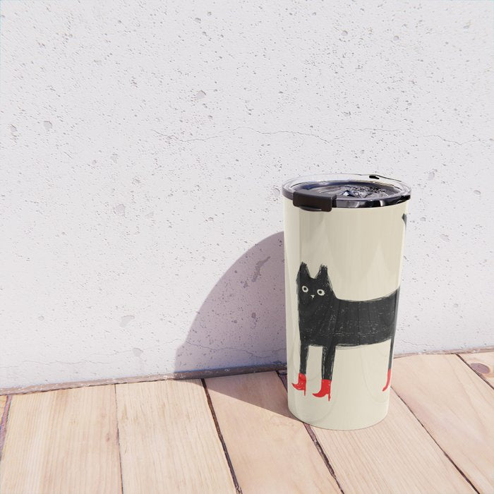 Black Cat in Red Boots Travel Mug Gallery Image 4